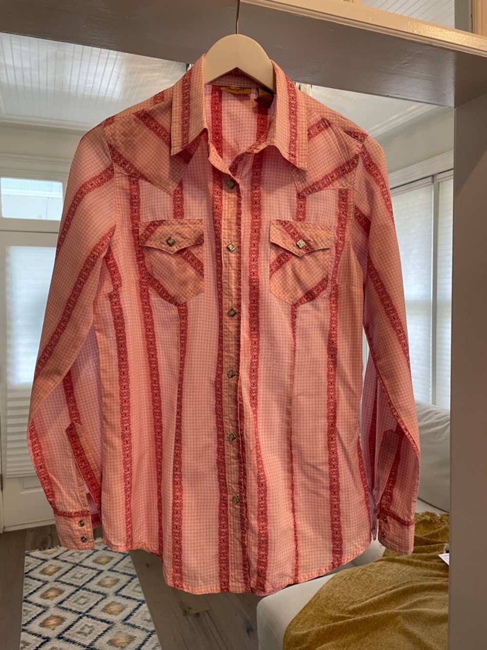 Wrangler Pink and Red Stripe Western Shirt